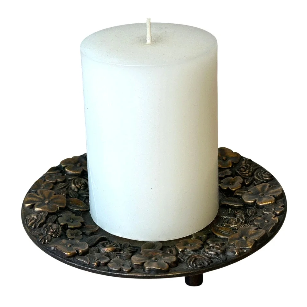 MCM Brass Footed Candleholder Trinket Dish Vanity 6